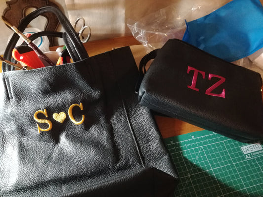 Bag and Clutch Set with Embroidery/Laser Engraving
