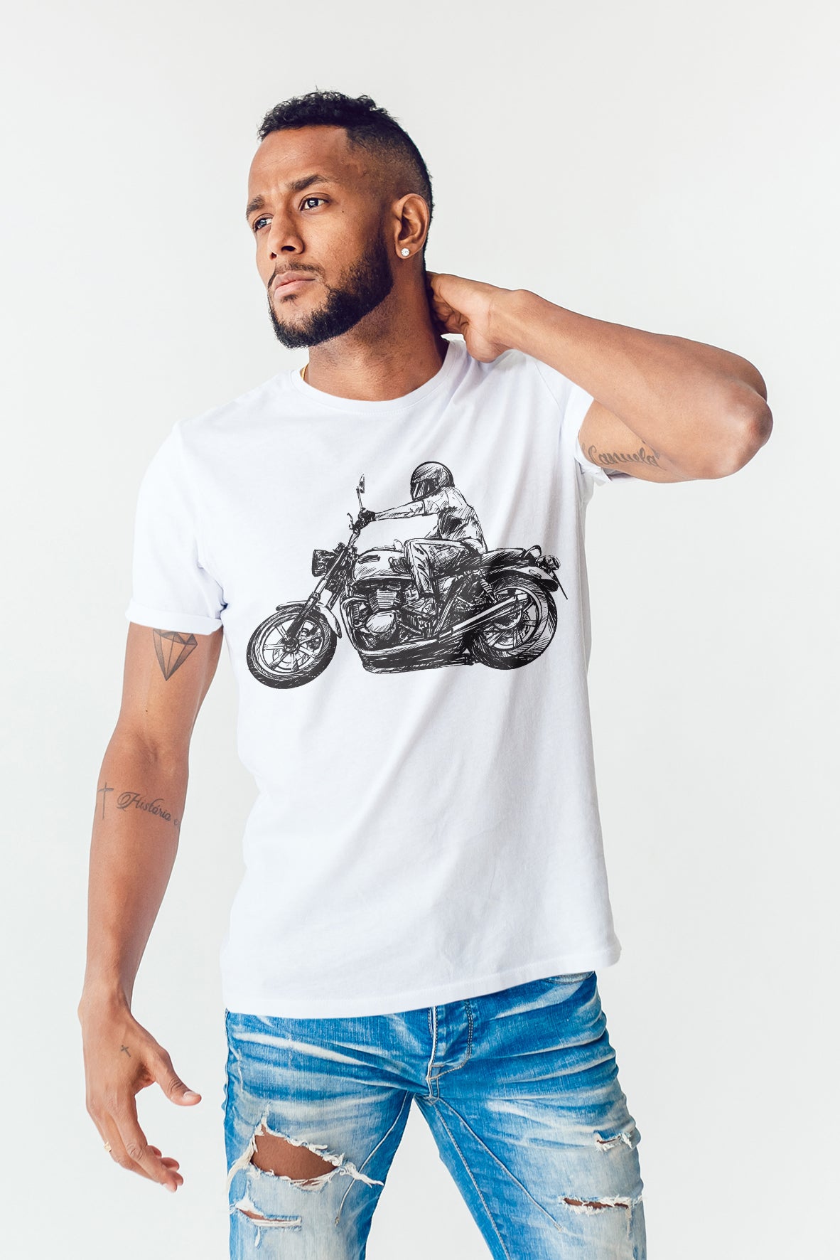 "STYLIZED SIDE MOTORCYCLE" T-shirt