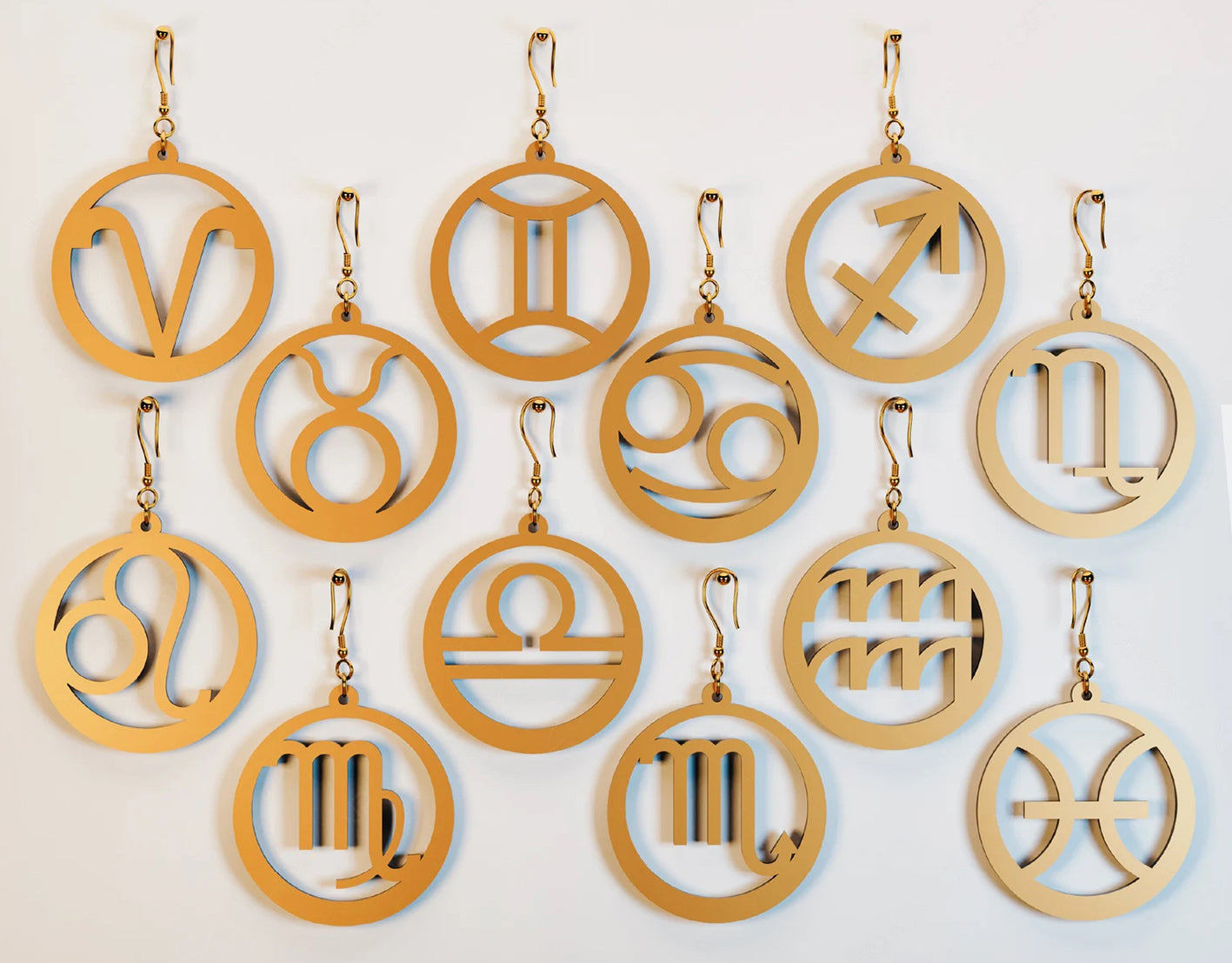 "ZODIAC" earrings in wood/plexiglass
